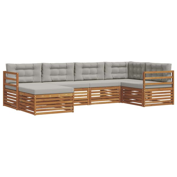 vidaXL Conjunto de Sof&aacute;s para Exterior 6 pcs Cinza Natural e Claro