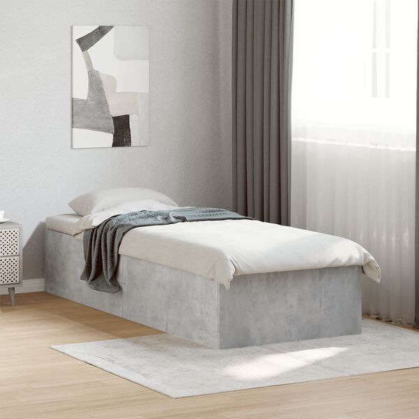 vidaXL Estrutura de cama 90x190 cm derivados de madeira cinza cimento