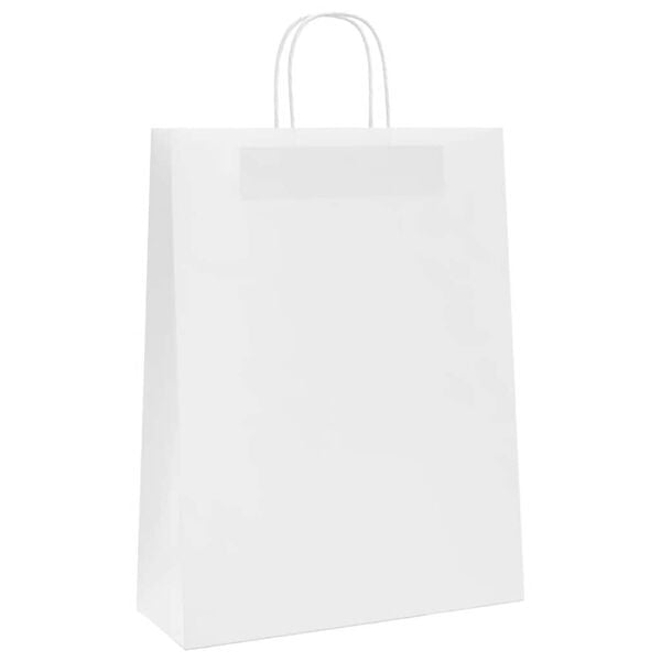 vidaXL Sacos de papel 50 unid com al&ccedil;as branco 32x12x42 cm