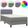 vidaXL Cama box spring c/ colch&atilde;o e LED 90x200 cm tecido cinza-escuro