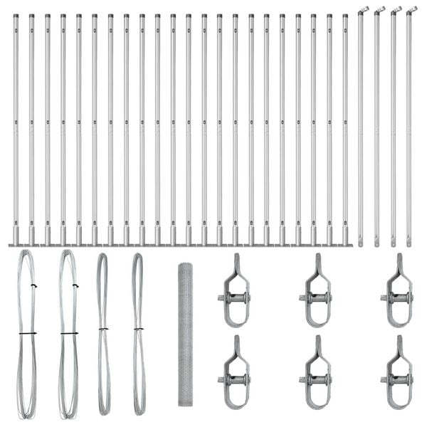 vidaXL Poste de Cerca Prateado 50 x 1,5 m (malha de 13 mm) A&ccedil;o