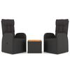 vidaXL 3 pcs conjunto lounge para jardim vime PE/ac&aacute;cia maci&ccedil;a preto