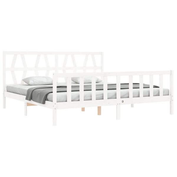 vidaXL Estrutura cama Super King Size c/ cabeceira madeira branco