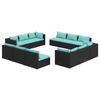 vidaXL 12 pcs conjunto lounge de jardim c/ almofad&otilde;es vime PE preto
