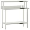 vidaXL Mesa trabalho cozinha c/ prateleira 110x55x120cm a&ccedil;o inoxid&aacute;vel