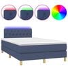 vidaXL Cama box spring c/ colch&atilde;o e LED 120x190 cm tecido azul
