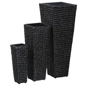vidaXL Vasos/floreiras 3 pcs jacinto de &aacute;gua preto