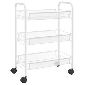 vidaXL Carrinho de cozinha com 3 prateleiras ferro 46x26x64 cm branco