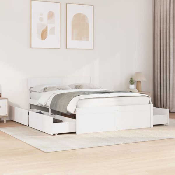 vidaXL Cama sem colchão 140x190 cm madeira de pinho maciça branco
