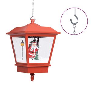 vidaXL Candeeiro de teto c/ luzes LED e Pai Natal 27x27x45 cm vermelho