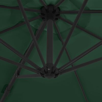 vidaXL Guarda-sol cantilever com poste de aço 300 cm verde