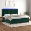 vidaXL Cama box spring c/ colch&atilde;o/LED 200x200 cm veludo verde-escuro