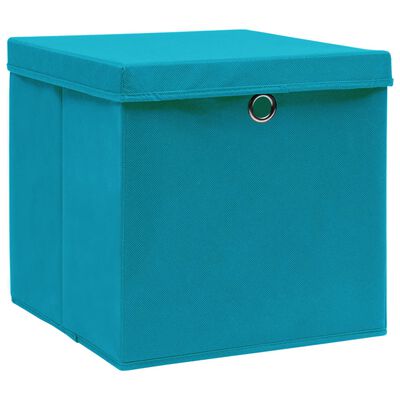 vidaXL Caixas de arrumação com tampas 10 pcs tecido azul-bebé