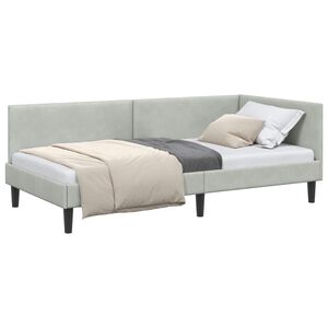 vidaXL Estrutura de Cama de Canto Cinzento-claro 80 cm x 200 cm Veludo