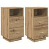 vidaXL Mesas cabeceira 2pcs 2 gavetas 36x36x68 cm carvalho artisiano