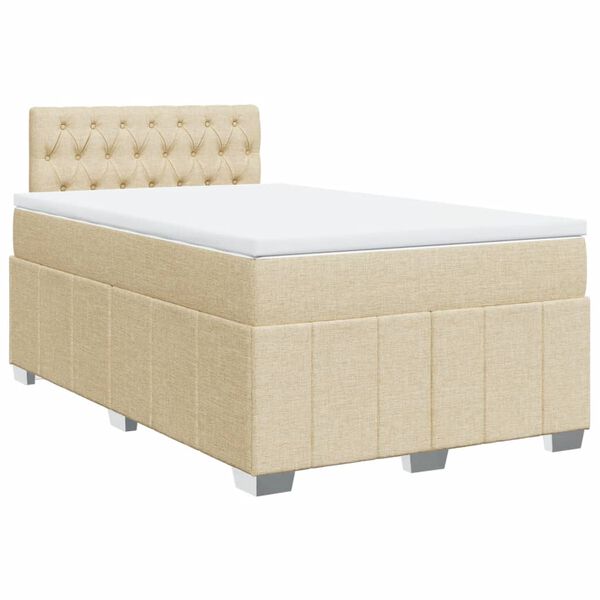 vidaXL Cama com molas/colch&atilde;o 120x200 cm tecido cor creme