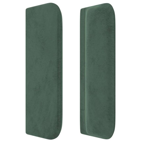 vidaXL Cabeceira de cama c/ abas veludo 163x16x78/88cm verde-escuro