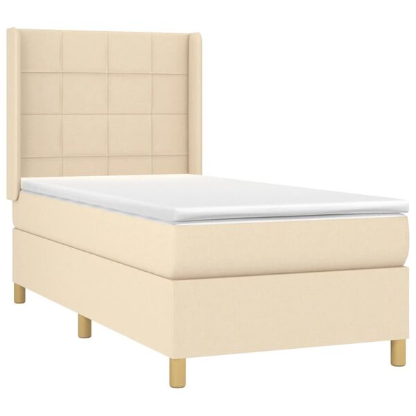vidaXL Cama com molas/colch&atilde;o 100x200 cm tecido cor creme