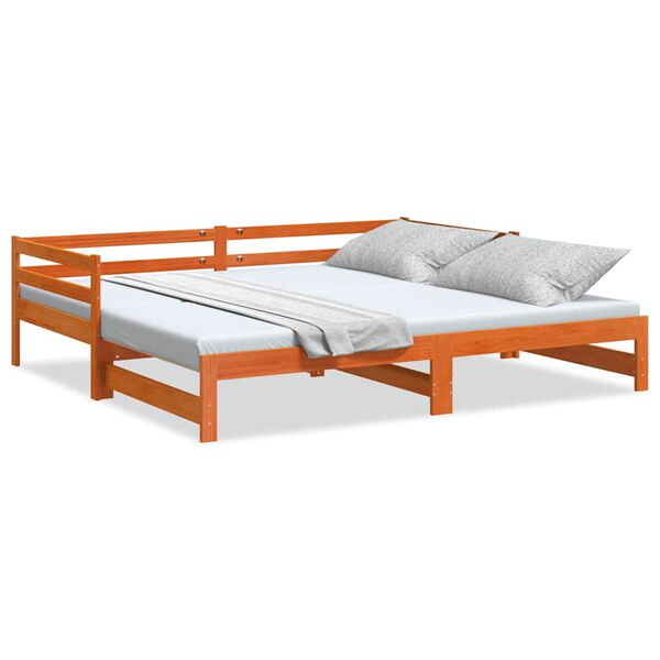 vidaXL Sof&aacute;-cama com gavet&atilde;o sem colch&otilde;es 90x190 cm castanho-mel