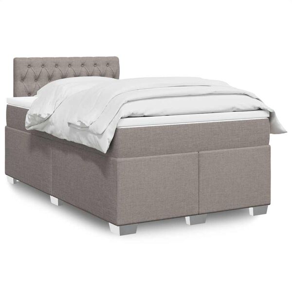 vidaXL Cama boxspring c/ colch&atilde;o 120x190cm tecido castanho-acinzentado