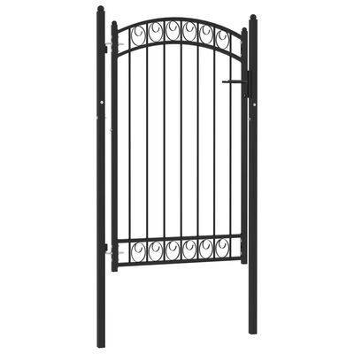 vidaXL Portão para cerca com topo arqueado 100x150 cm aço preto