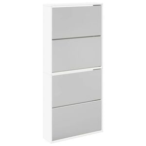 vidaXL Sapateira de 4 divis&oacute;rias com espelho branco 63x17x134cm