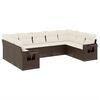 vidaXL 9 pcs conjunto sof&aacute;s p/ jardim c/ almofad&otilde;es vime PE castanho