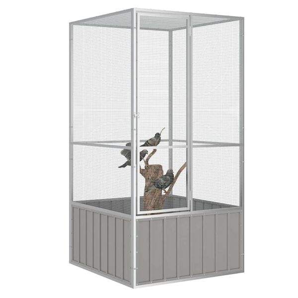 vidaXL Gaiola p/ pássaros 111x107x211,5 cm aço galvanizado cinzento