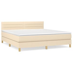 vidaXL Cama com molas/colch&atilde;o 160x200 cm tecido cor creme