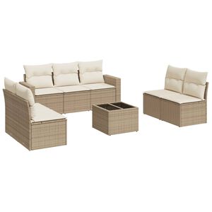 vidaXL 8 pcs conjunto de sof&aacute;s p/ jardim com almofad&otilde;es vime PE bege