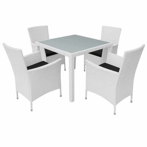 vidaXL 5 pcs conjunto de jantar para exterior vime branco nata