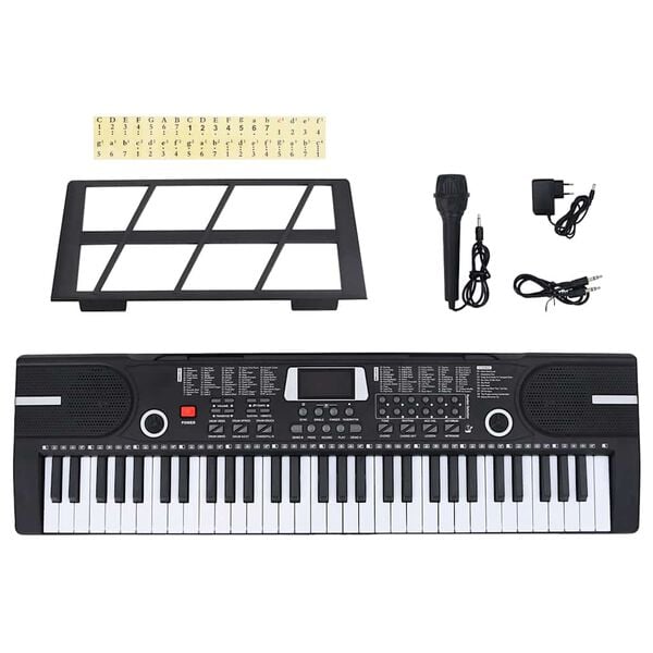 vidaXL 61 teclas piano teclado elétrico com suporte de música