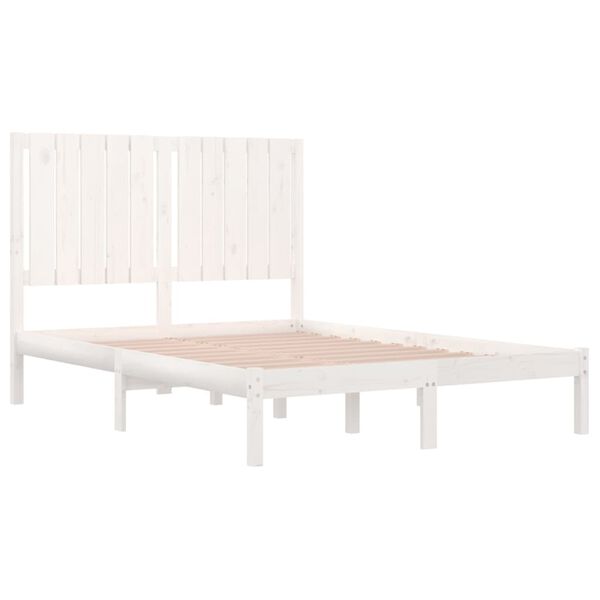 vidaXL Estrutura cama pequena casal 120x190 cm pinho maci&ccedil;o branco