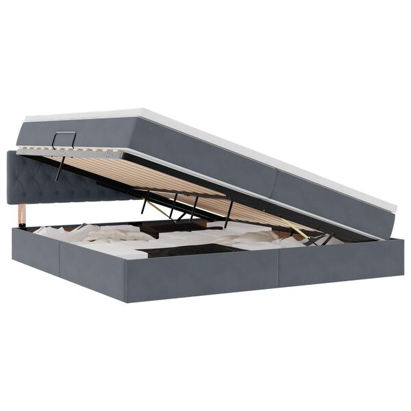 vidaXL Cama com Armazenamento Cinza Escuro 200 x 200 cm Veludo