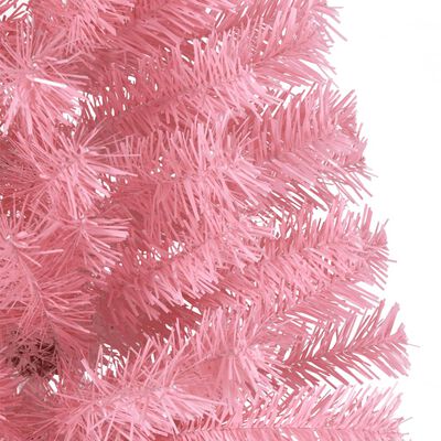 vidaXL Meia árvore de Natal artificial com suporte 240 cm PVC rosa
