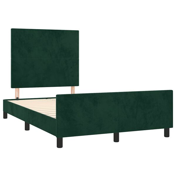 vidaXL Estrutura de cama sem colch&atilde;o 120x200 cm veludo verde-escuro