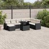 vidaXL 9 pcs conjunto de sof&aacute;s p/ jardim c/ almofad&otilde;es vime PE preto