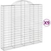 vidaXL Cestos gabi&atilde;o arqueados 9pcs 200x50x180/200cm ferro galvanizado