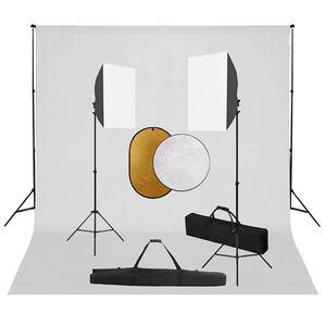 vidaXL Kit est&uacute;dio fotogr&aacute;fico com softbox ilumina&ccedil;&atilde;o/fundo/refletor