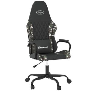 vidaXL Cadeira gaming couro artificial preto e camuflado