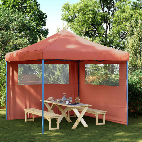 vidaXL Tenda p/ festas pop-up dobr&aacute;vel 2 paredes laterais terracotta