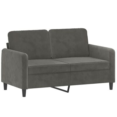 vidaXL 2pcs conjunto sofás c/ almofadas/almofadões veludo cinza-escuro