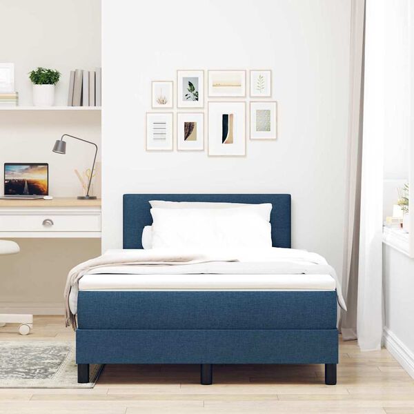 vidaXL Cama Box com colch&atilde;o com cabeceira Azul 120 x 190 cm tecido