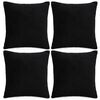 vidaXL Capas de almofada 4 pcs tecido 80x80 cm preto