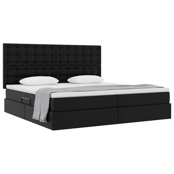 vidaXL Cama com Armazenamento Preto 200 x 200 cm Couro Sint&eacute;tico