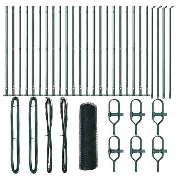 vidaXL Poste de Cerca Verde 50 x 0,4 m (malha 13 mm) A&ccedil;o e PVC