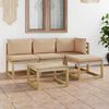 vidaXL 5 pcs conjunto lounge de jardim c/ almofad&otilde;es bege