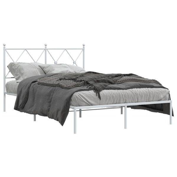 vidaXL Estrutura de cama com cabeceira 120x190 cm metal branco