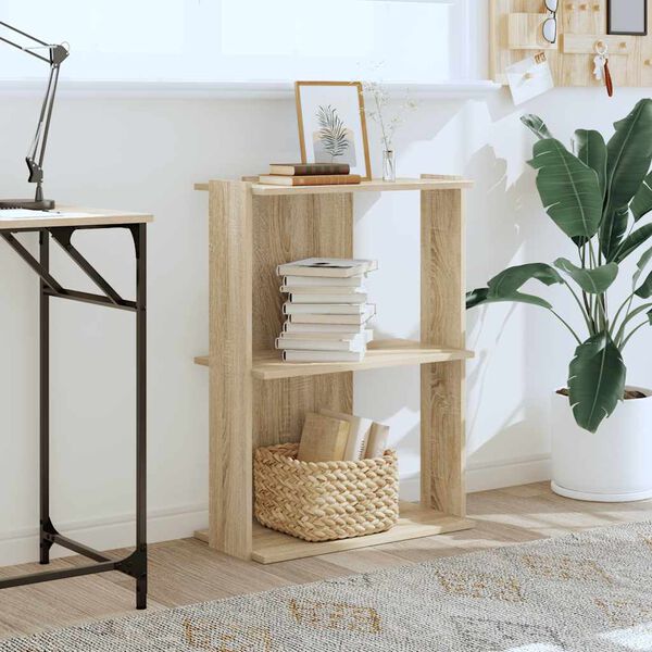 vidaXL Estante 3 camadas carvalho sonoma 60x30x80cm madeira trabalhada