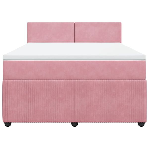 vidaXL Cama com molas/colch&atilde;o 140x190 cm veludo rosa